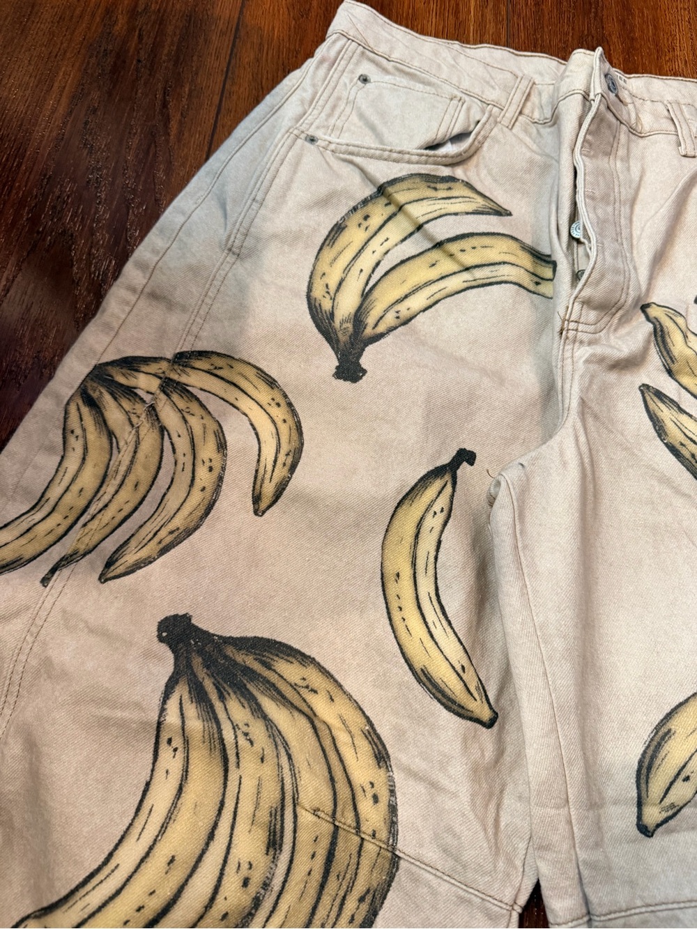 We The Free Beige Wide-Leg Jeans with Banana Print - Picture 7 of 13